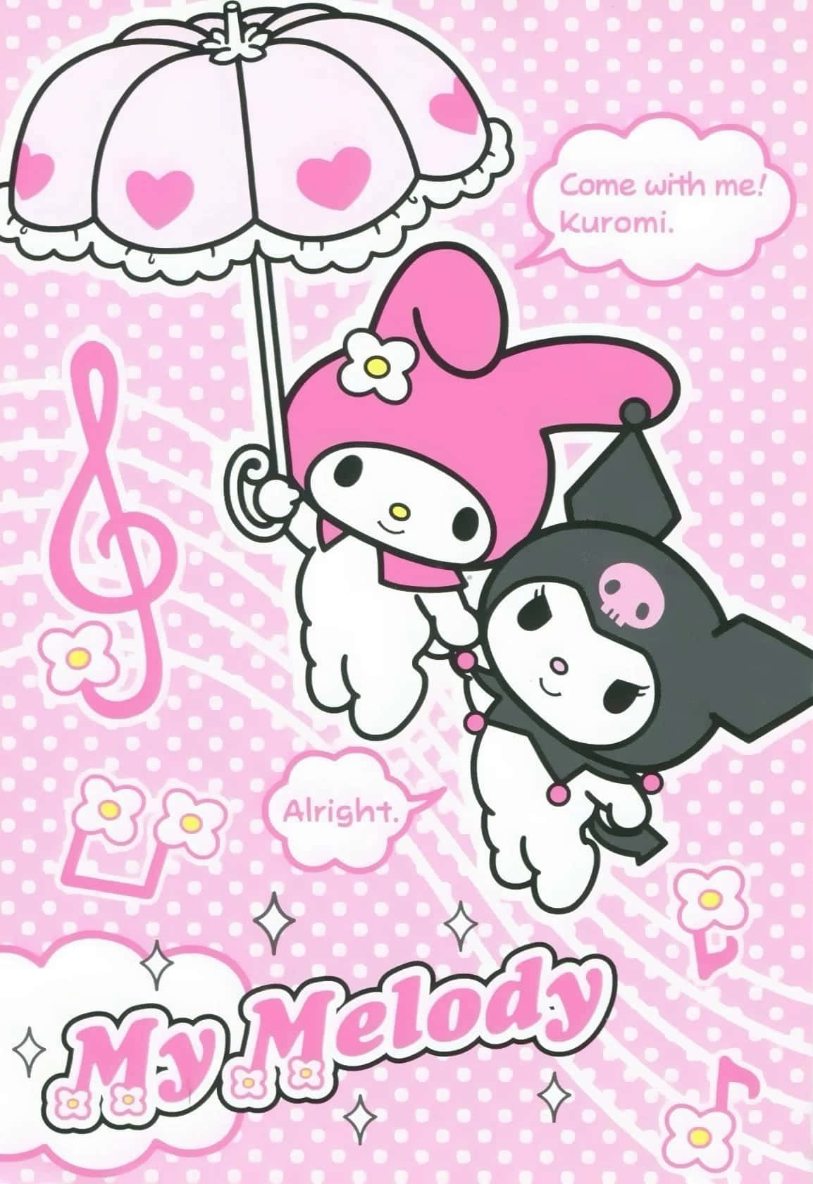 Kuromi og My Melody deler et øjeblik sammen Wallpapers