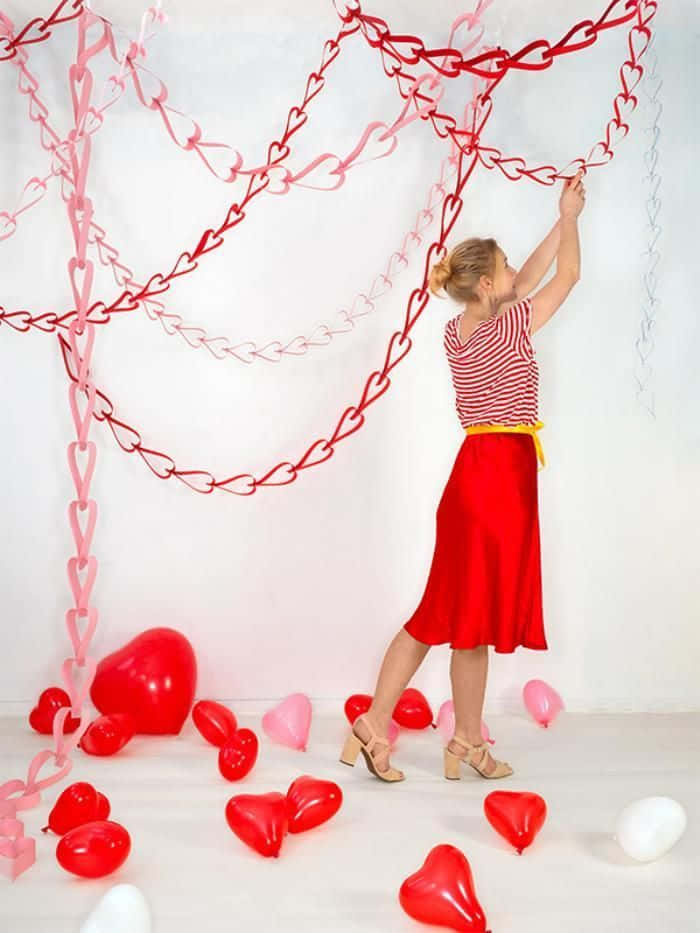 Kvinde Hjerte Papirkæder Valentinsbilleder Wallpapers