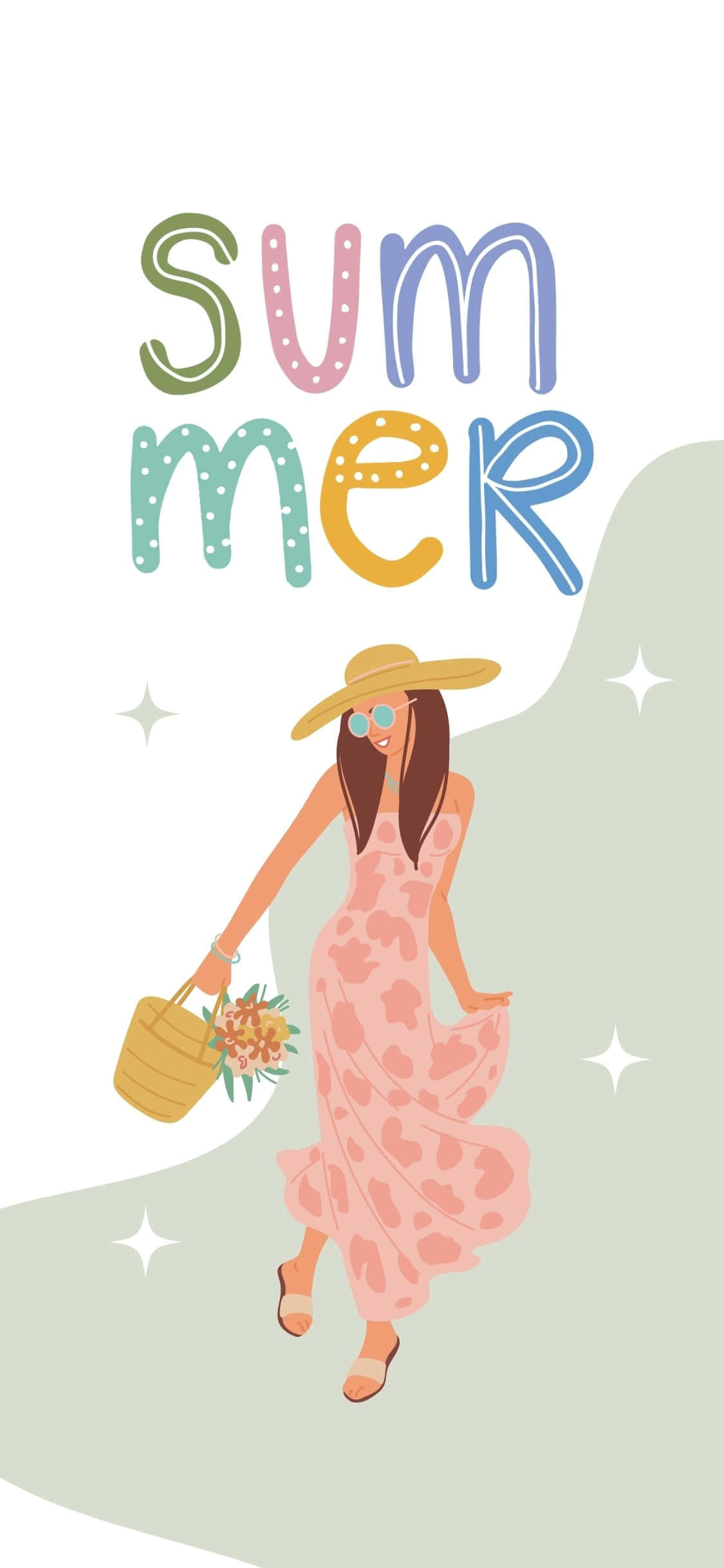 Kvinde i sommerkjole iPhone X sommerbaggrund Wallpapers