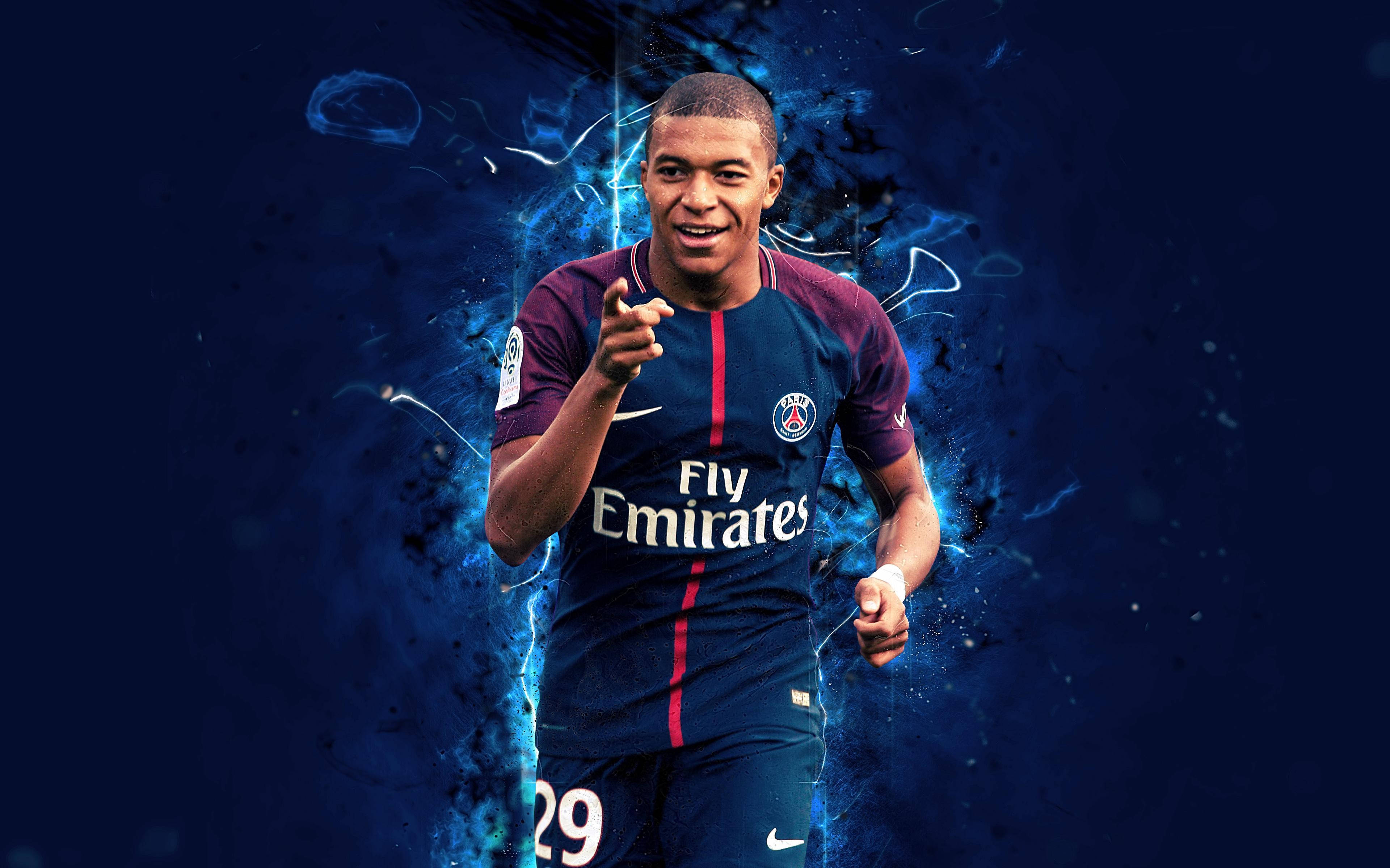 Kylian Mbappe 4K Blå Æstetik Wallpapers