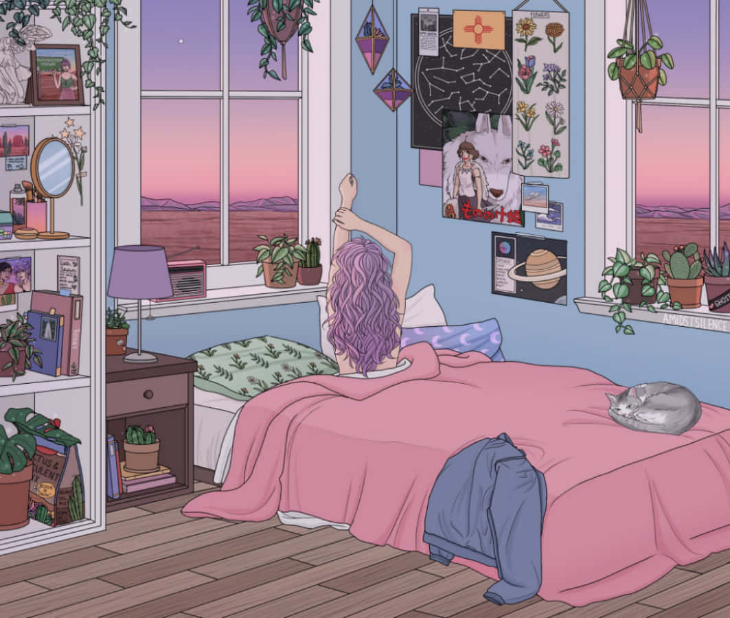 Lad din fantasi flyve med Anime Room! Wallpapers