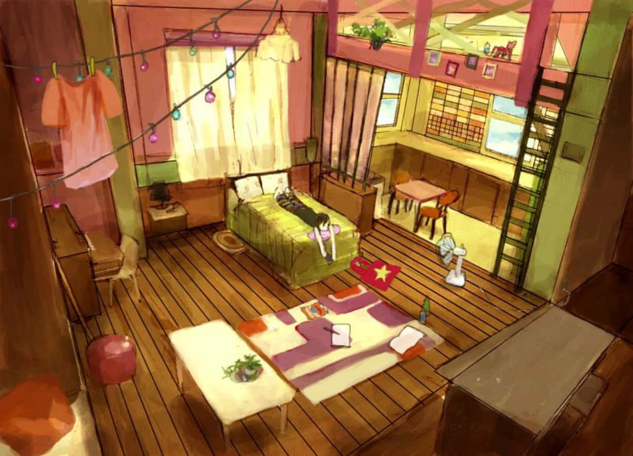 Lad din fantasi flyve i dette perfekte anime-værelse Wallpapers