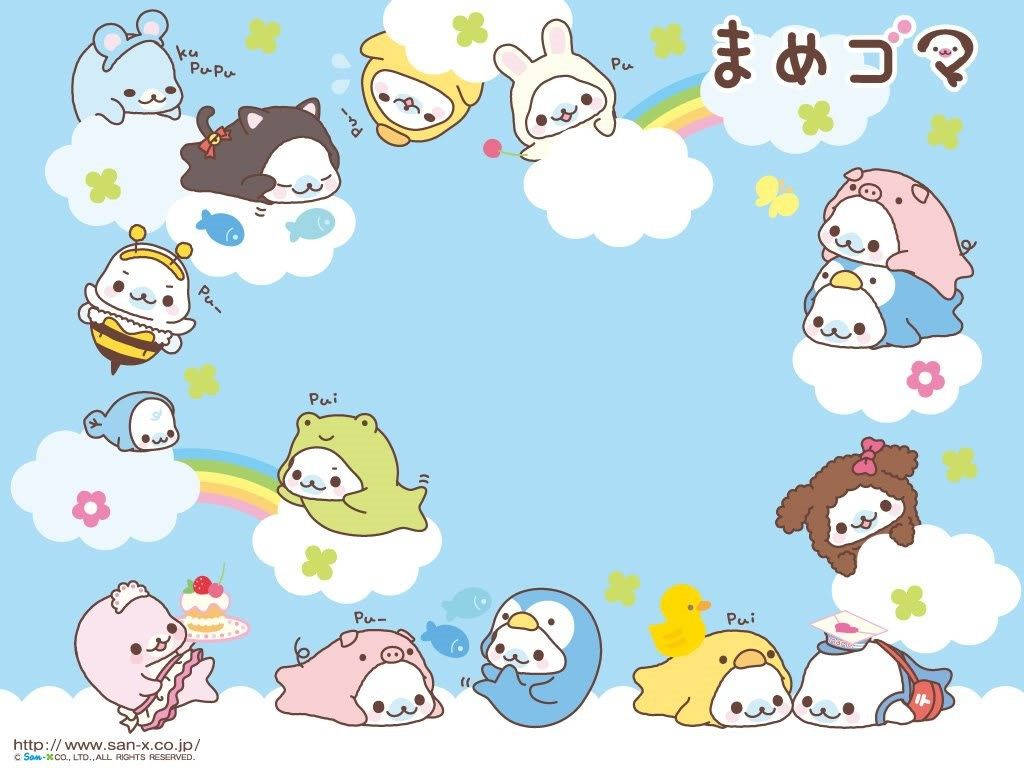 Et super sødt wallpaper af dyr i pastelfarver. — Kawaii Wallpapers