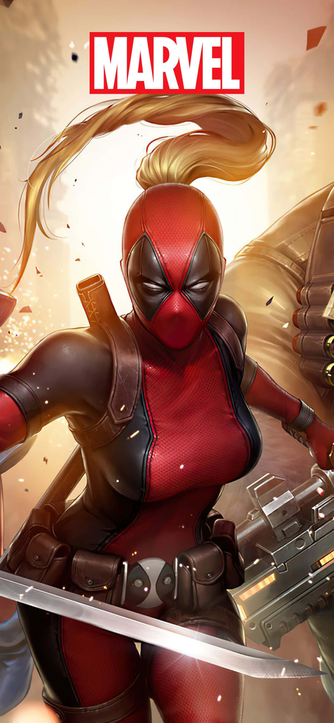 Lady Deadpool iPhone XS Marvel Baggrund Wallpapers