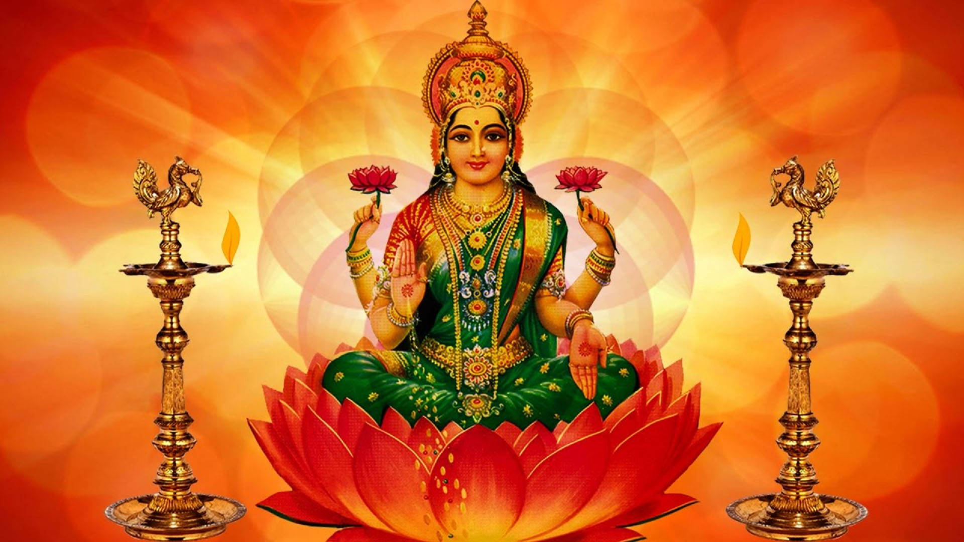 Lakshmi Rød-Orange Lotus Wallpapers