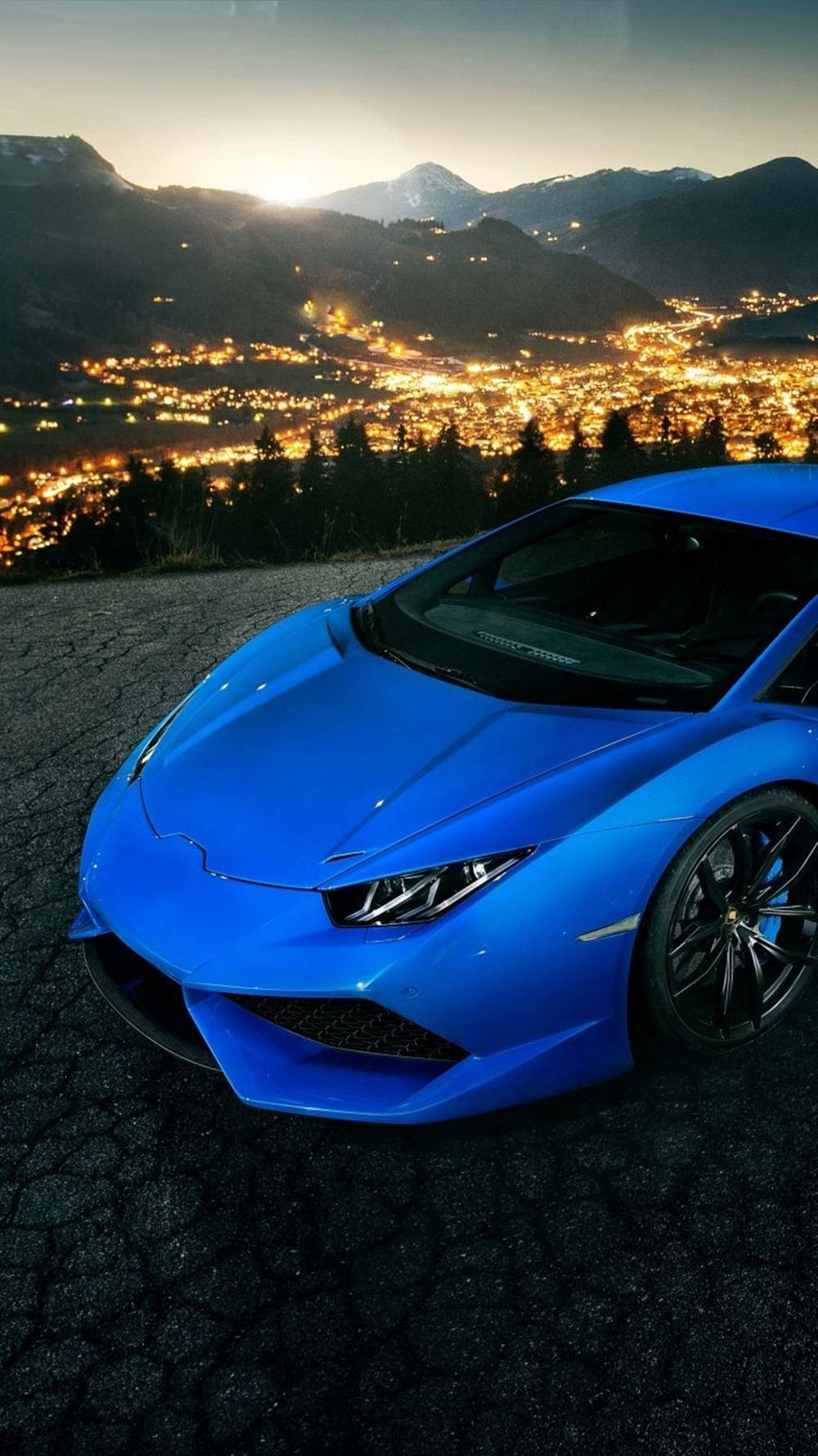 Lamborghini iPhone blå æstetisk byudsigt Wallpapers