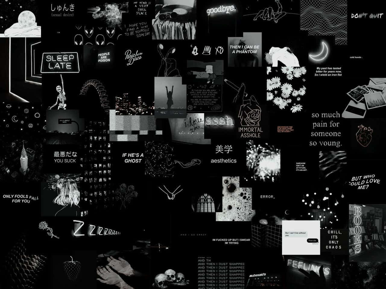 Landskabscollage Sort Æstetisk Baggrund Wallpapers