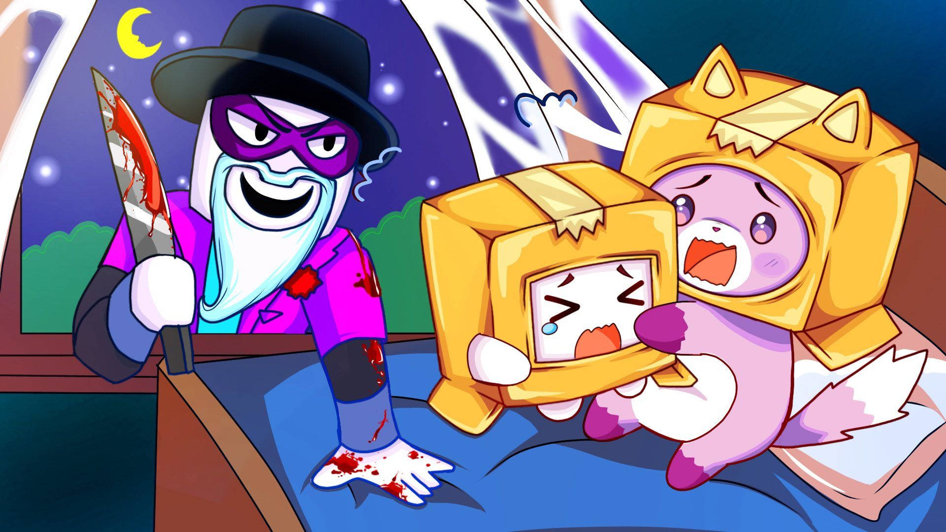 LankyBox Boxy Foxy og Scary Larry Wallpapers