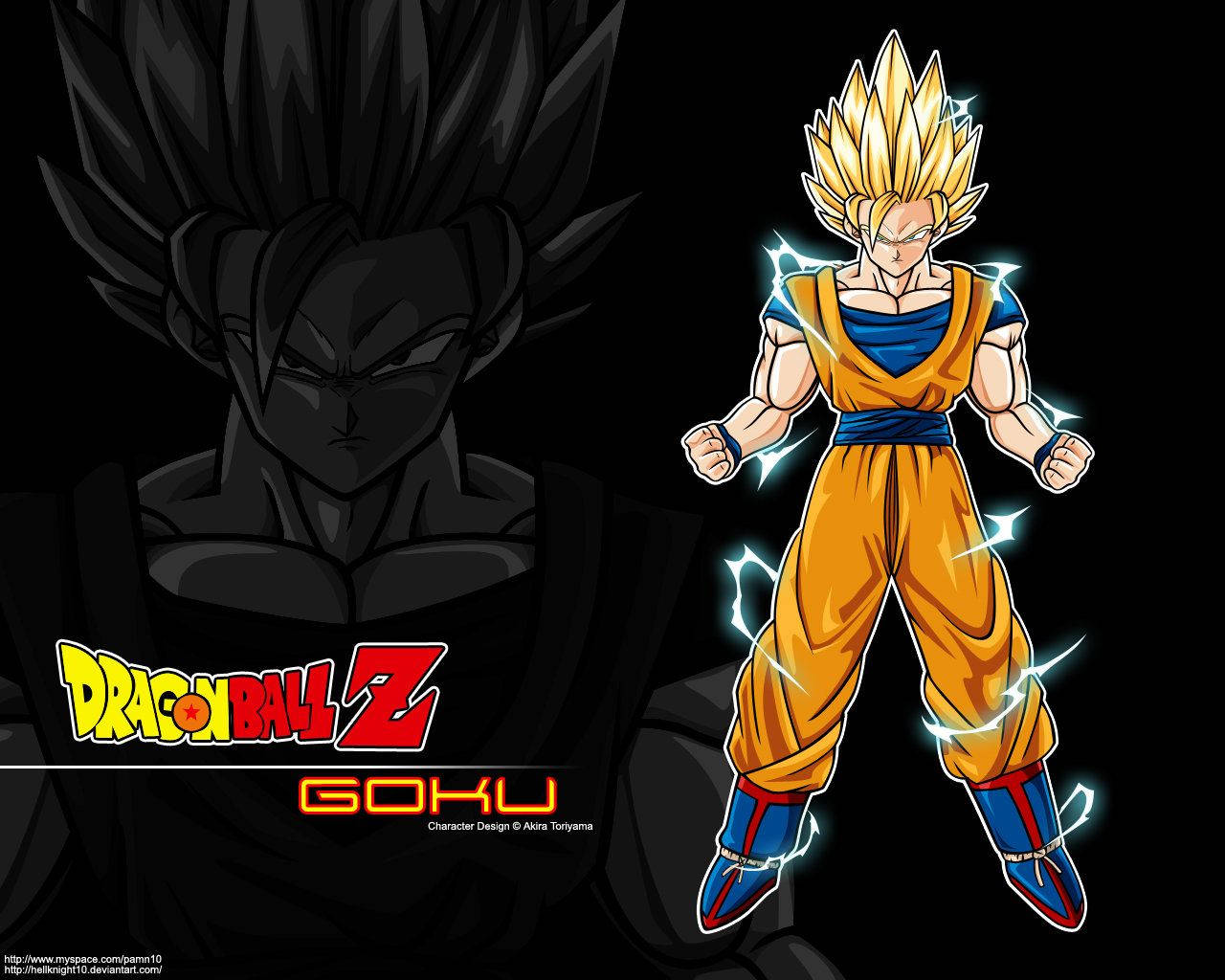 Wallpaper af Goku i Super Saiyan 2-transformation på sort baggrund. — Goku Wallpapers