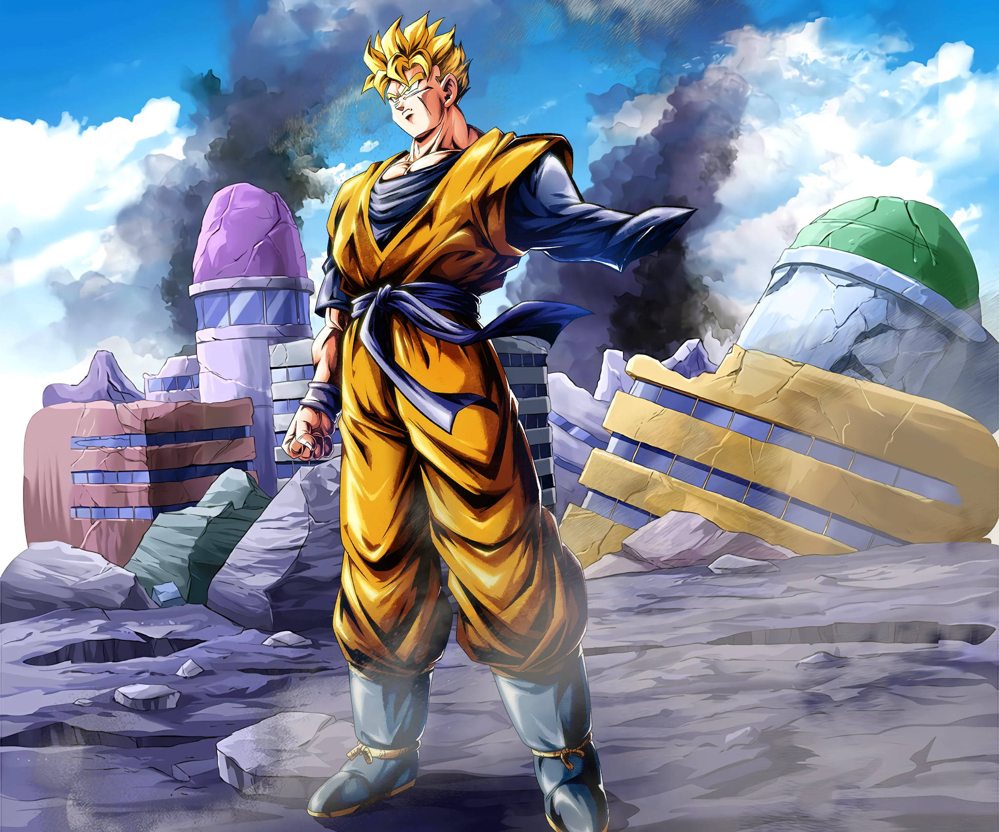 Ældre Gohan Super Saiyan 2 i Ruiner Wallpapers