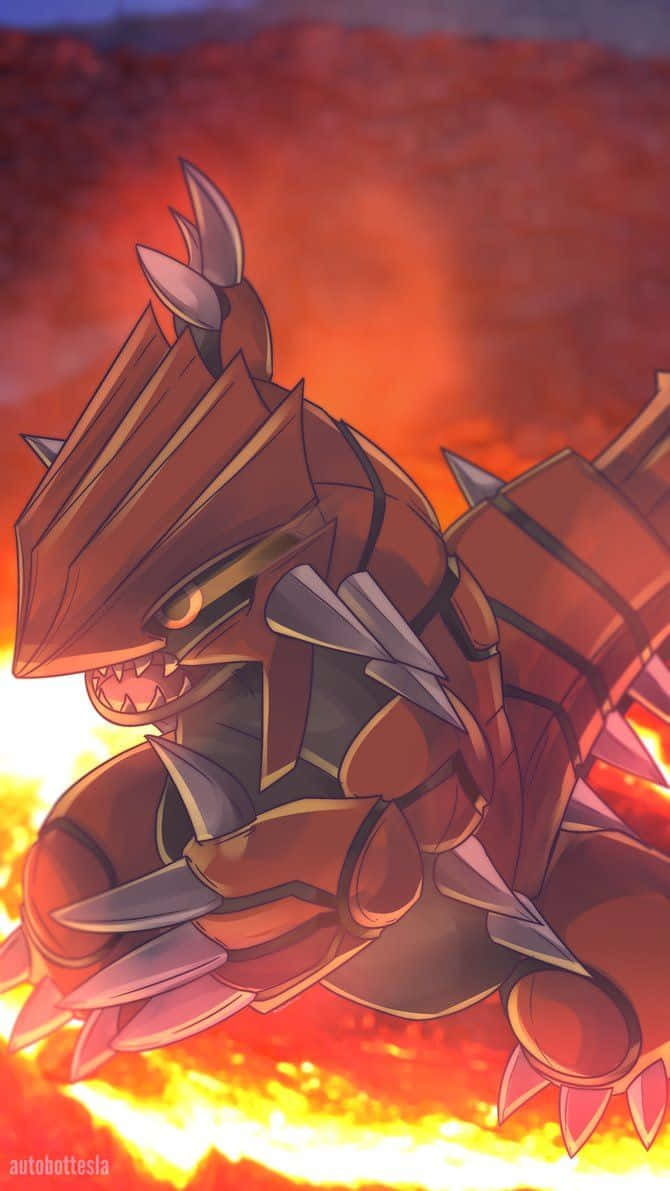 Legendarisk Groudon omgivet af ild Wallpapers