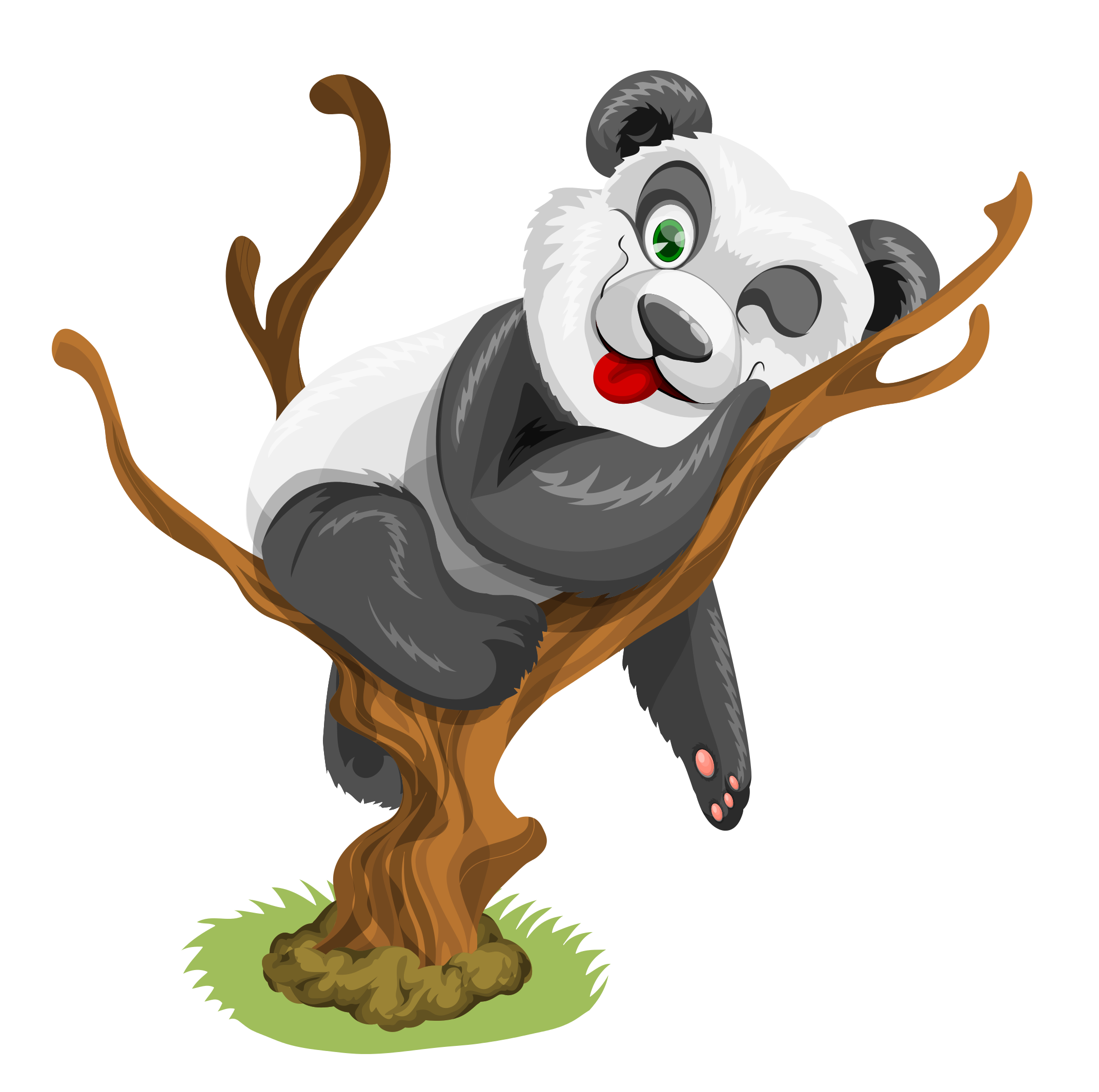 Legesyg panda tegneserie klatrer i træ Wallpapers