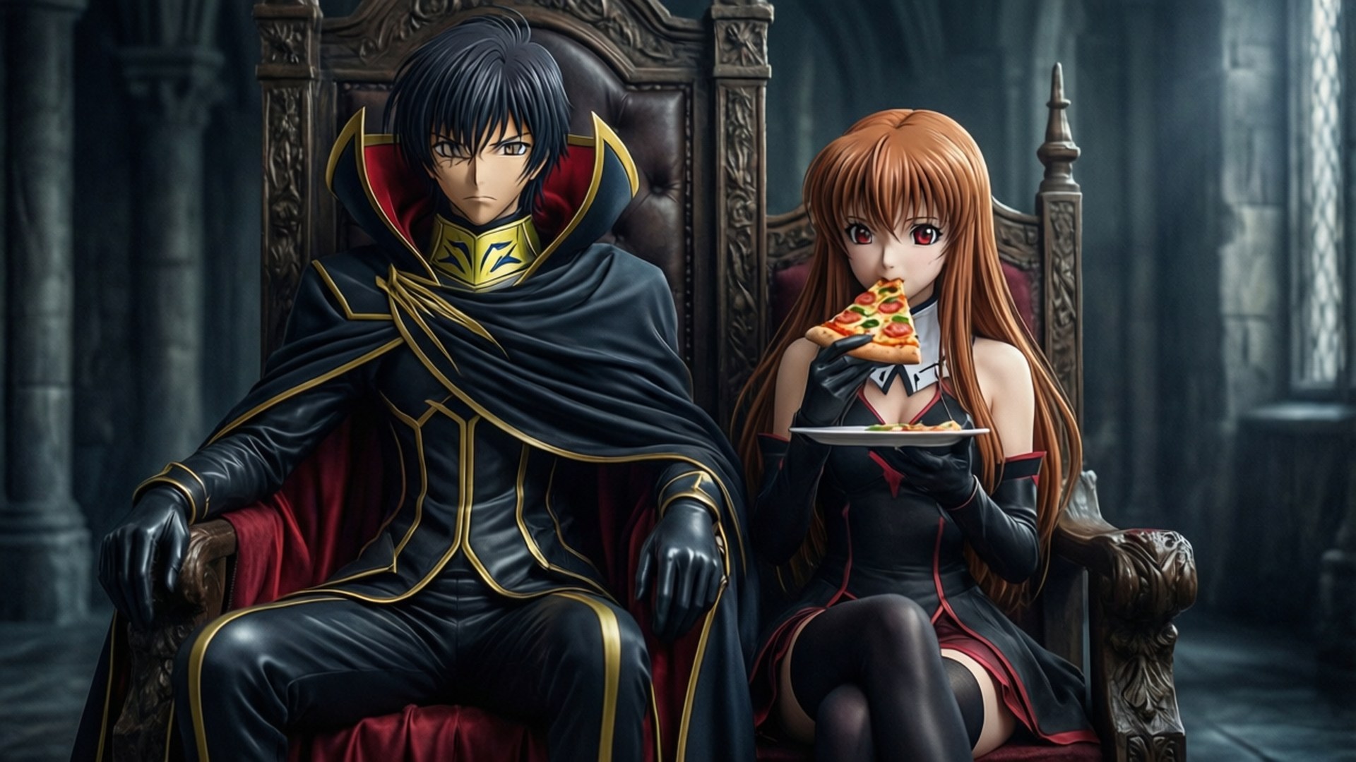 Lelouch og C.C. Pizza-øjeblik Wallpapers