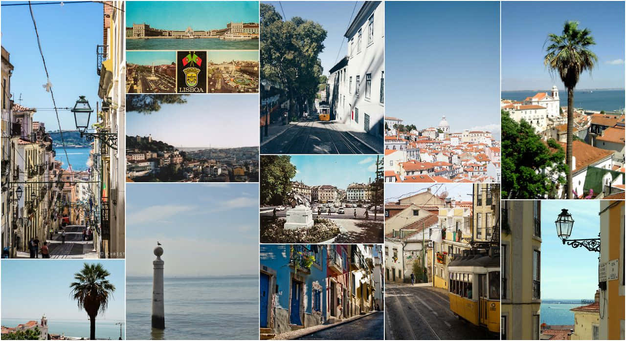 Levende æstetisk collage med retro og moderne elementer Wallpapers
