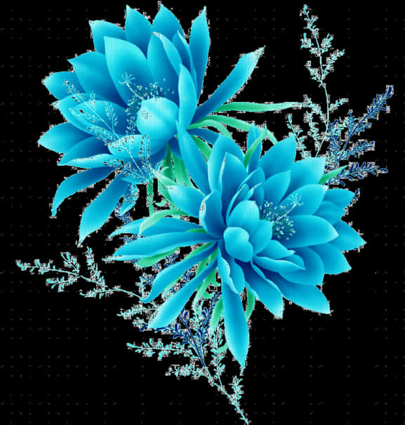 Levende blå blomsterkunst Wallpapers
