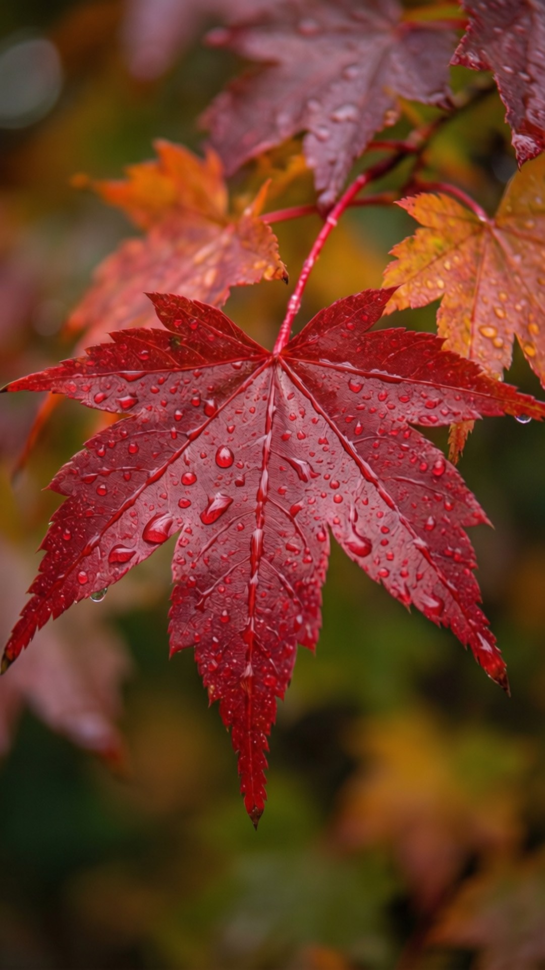 Levende rødt ahornblad makro Wallpapers