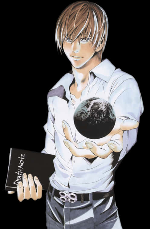 Light Yagami med Death Note og Jorden Wallpapers
