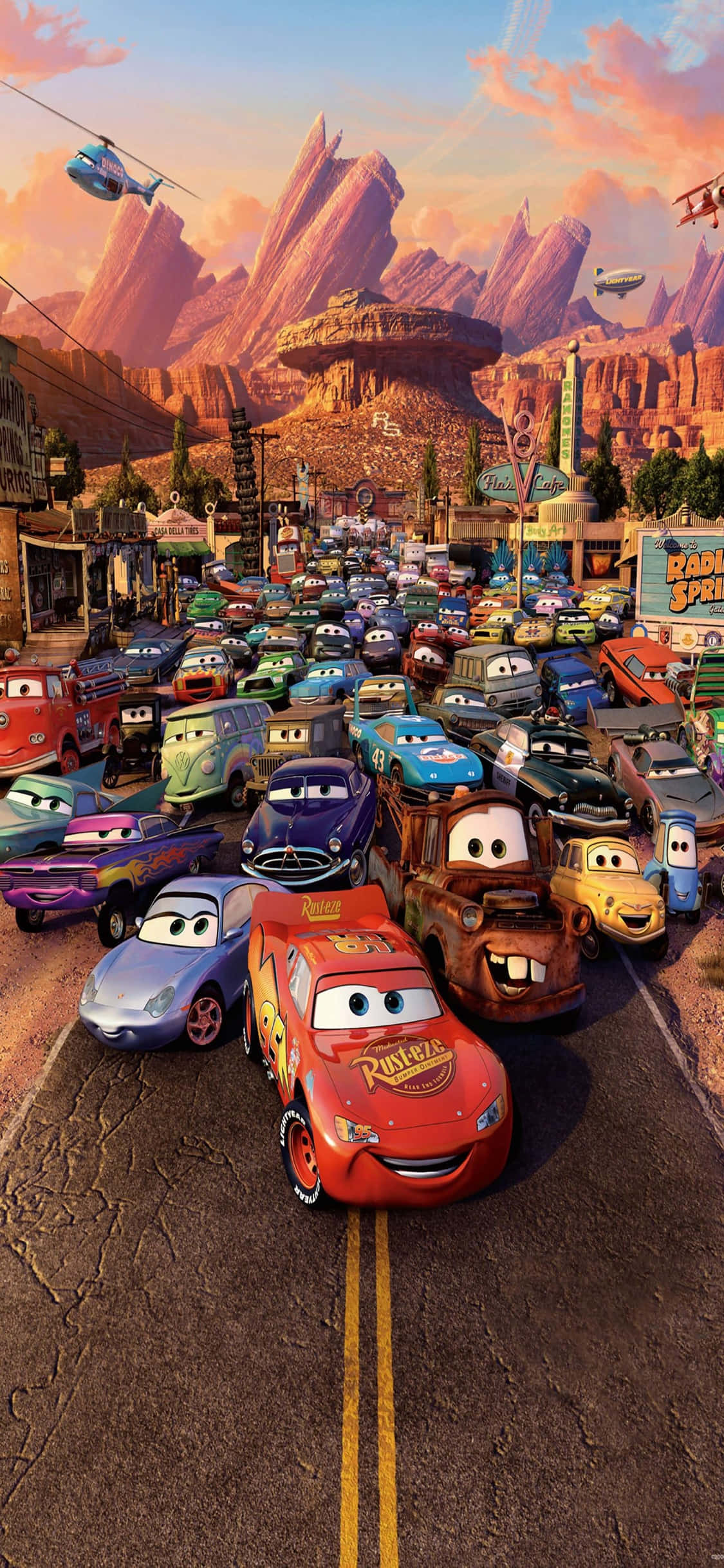 Lightning McQueen og venner iPhone X Baggrund fra Biler Wallpapers