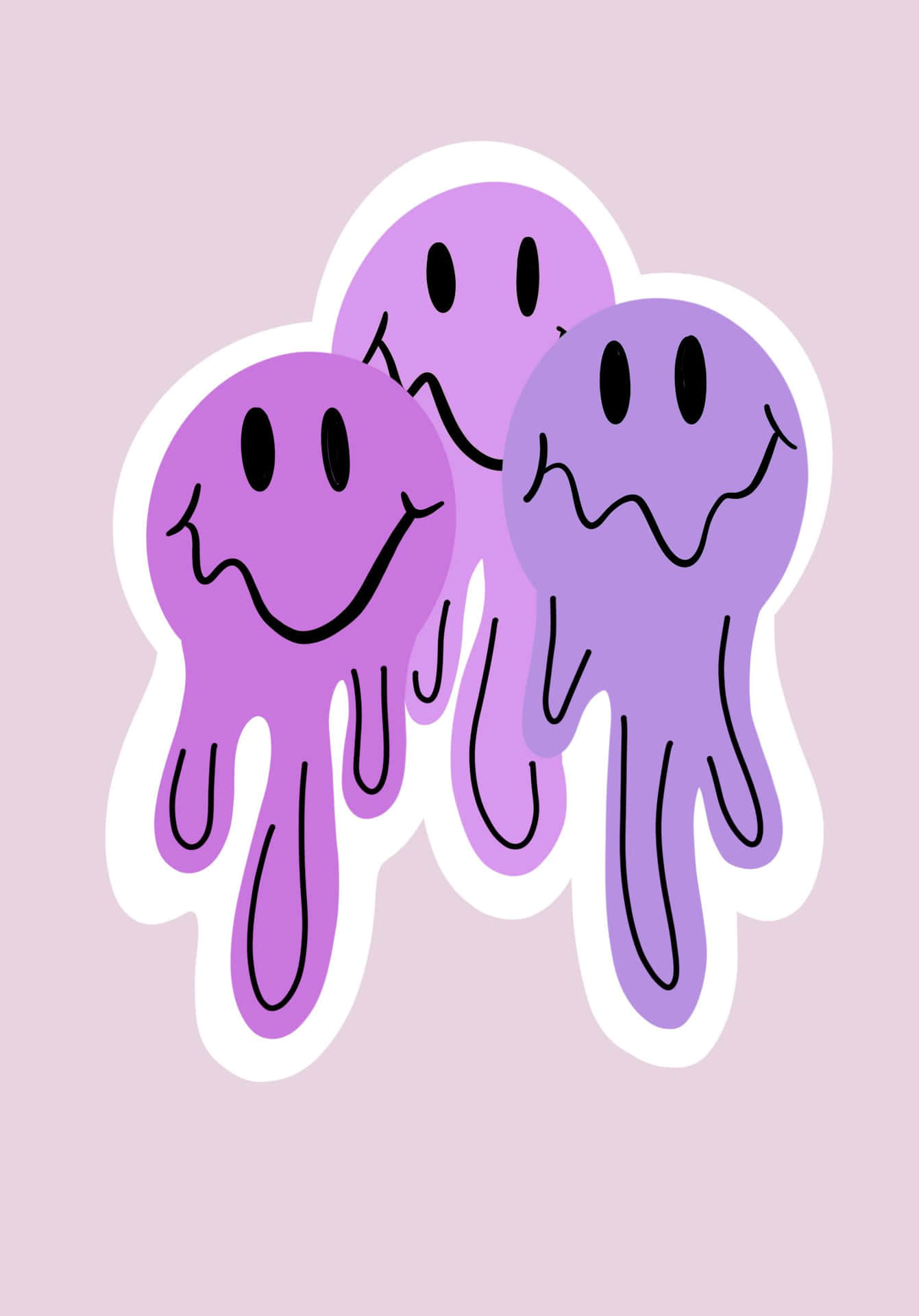 Lilla dryppende estetisk trippy smiley-ansigt
