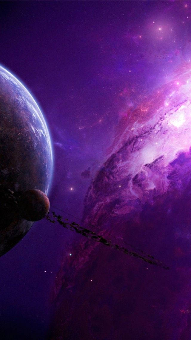 Lilla galakse og planet i rummet iPhone Wallpapers