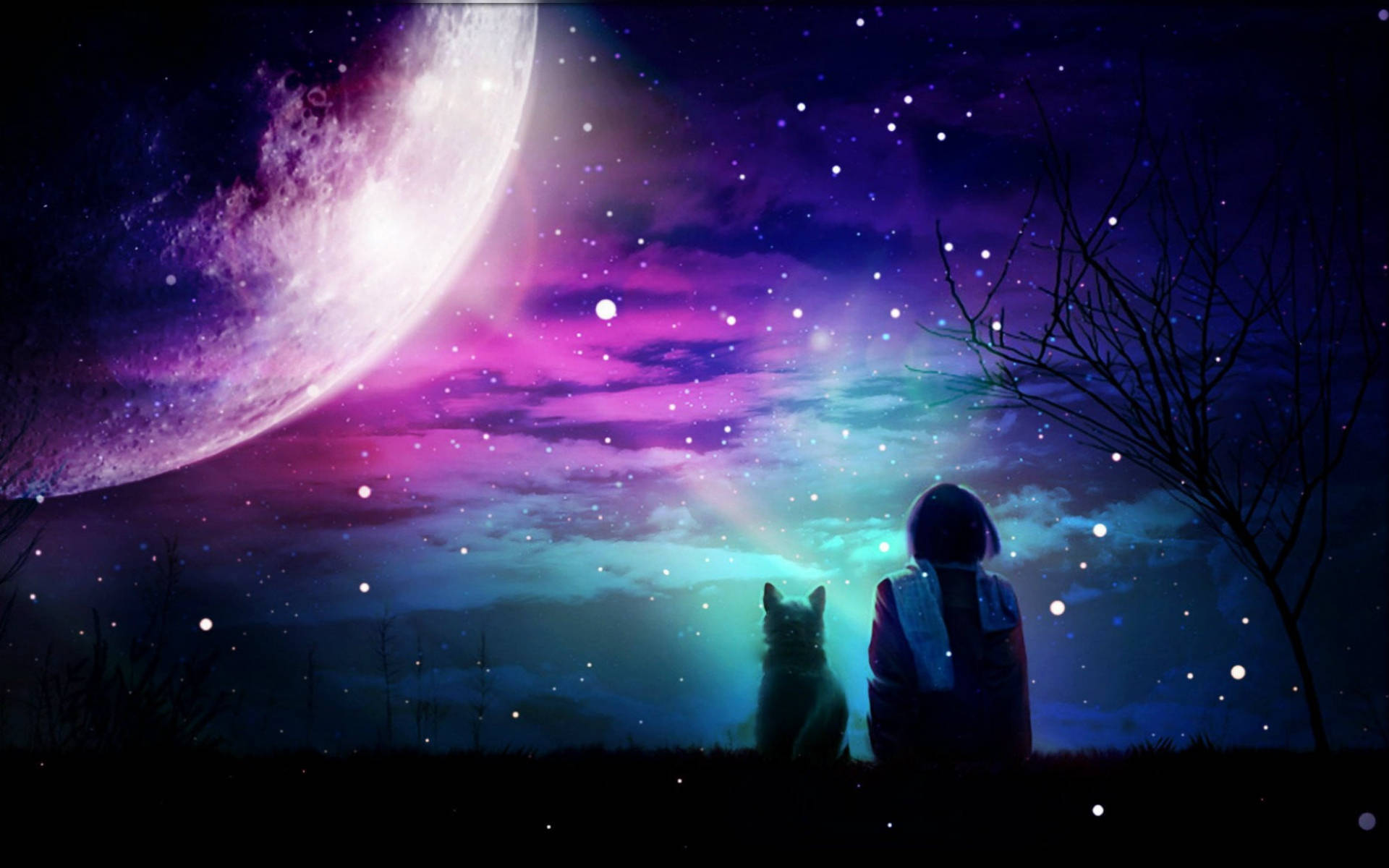 Lilla galaxemåne digital kunst Wallpapers