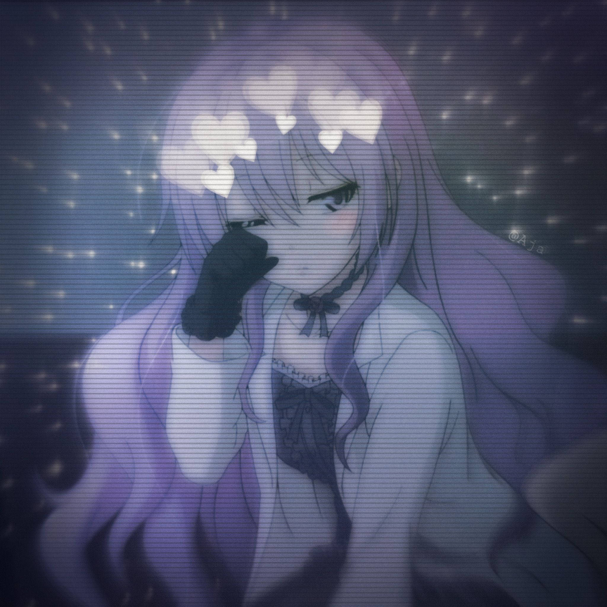 Lilla håret pige edgy anime profilbillede Wallpapers