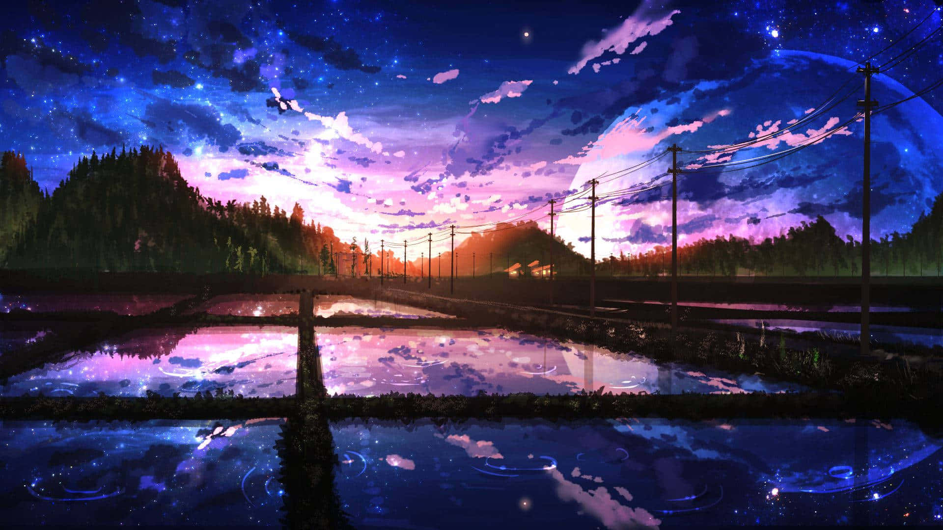 Lilla Himmel Landbrugsjord Smuk Anime Scenery Wallpapers