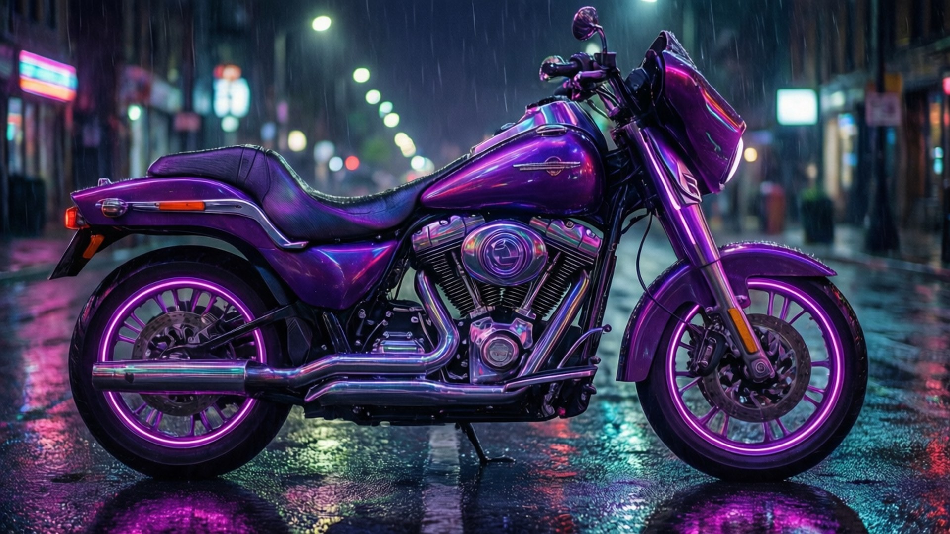 Lilla neonlys motorcykel Wallpapers