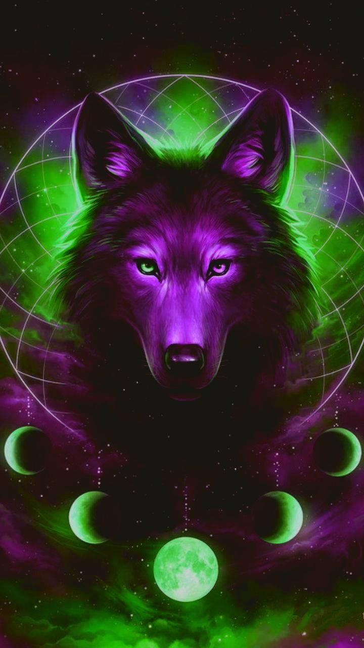 Lilla og grøn galakseulv Wallpapers