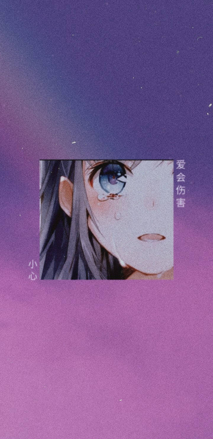 Lilla og lyserød trist æstetisk animepige Wallpapers