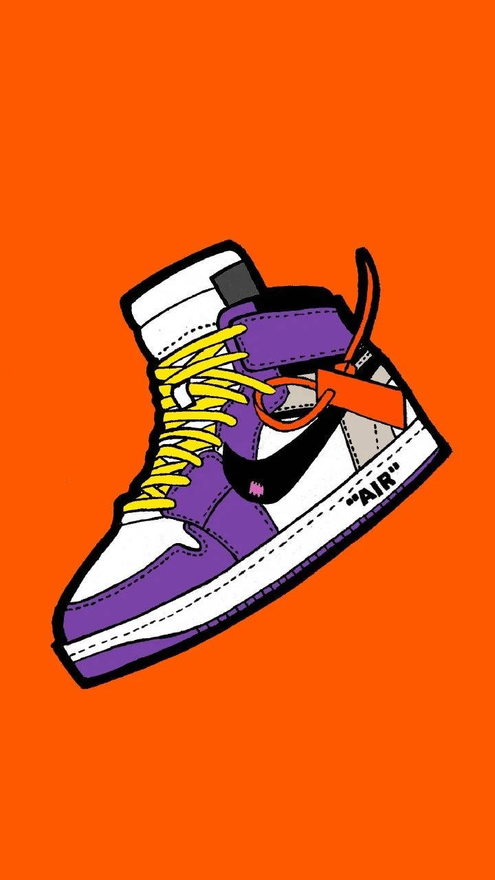 Lilla og orange tegneserie Nike-sko Wallpapers