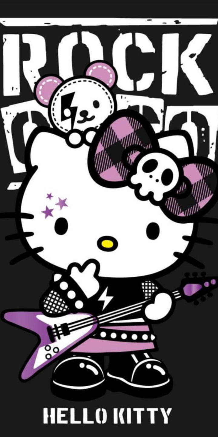 Lilla og sort Hello Kitty rockstjerne Wallpapers