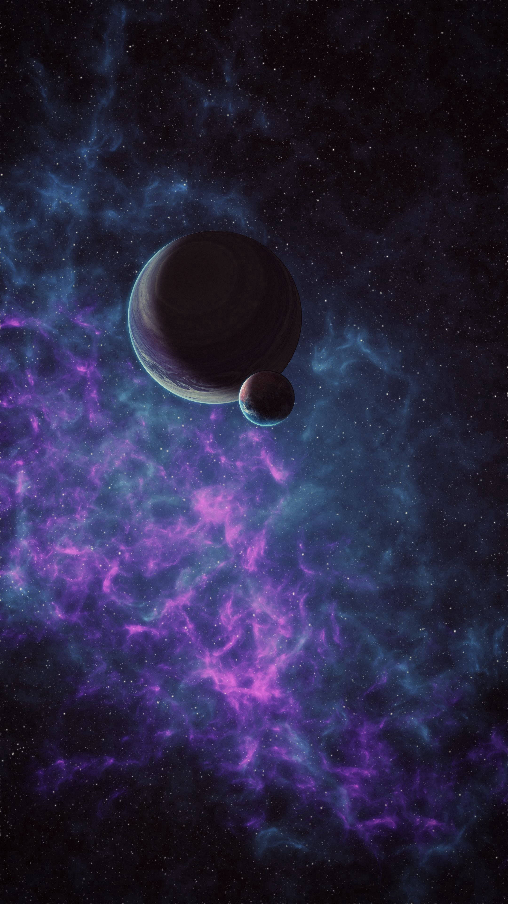 Lilla skyer i rummet 4K telefon Wallpapers