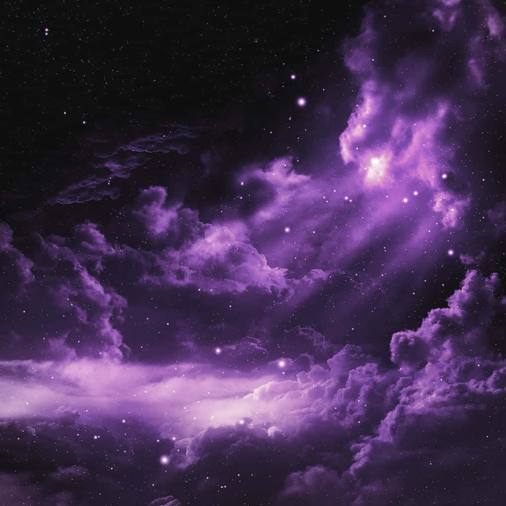 lilla skyer på himlen med stjerner Wallpapers