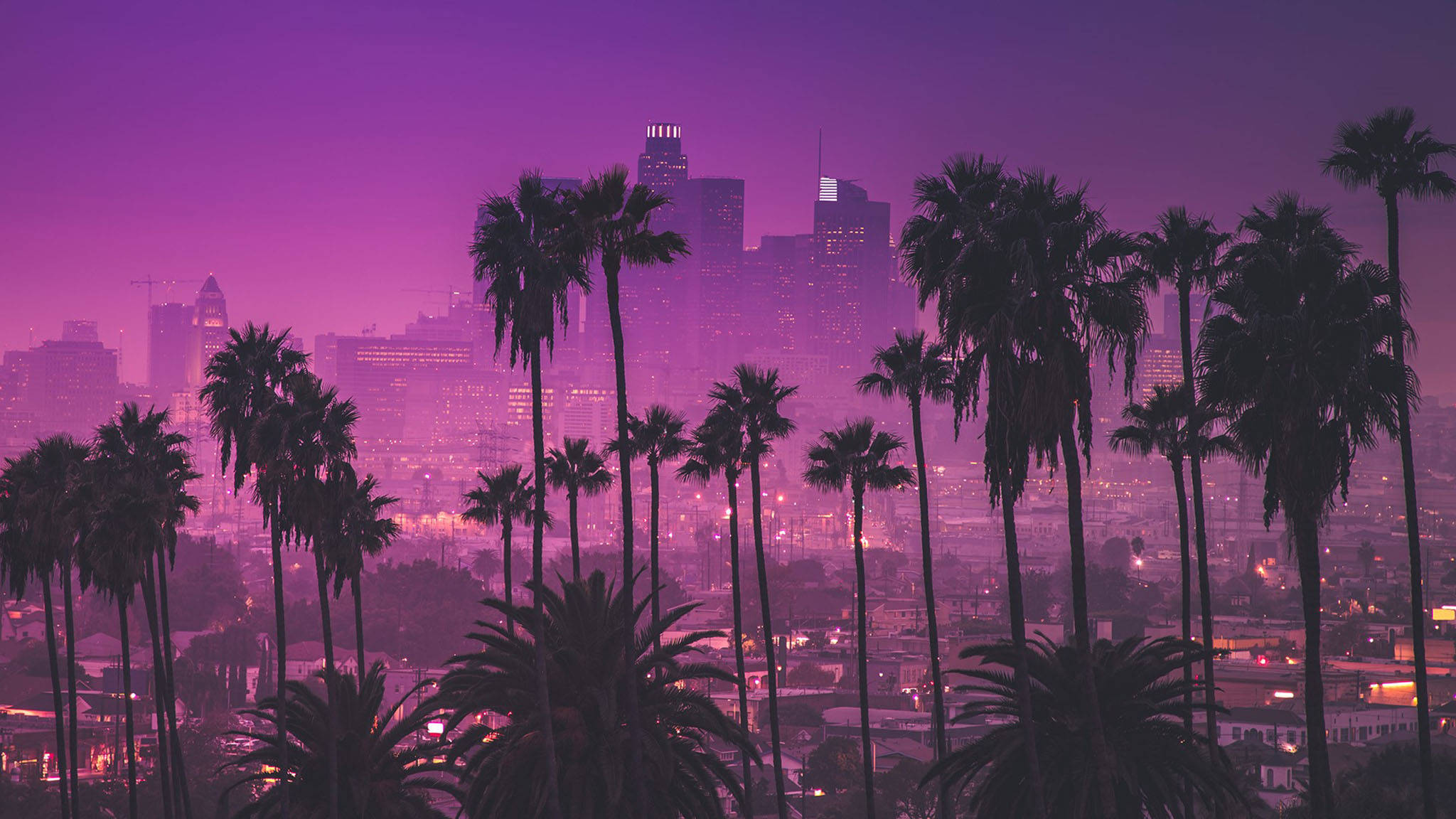 Lilla solnedgang over Los Angeles Wallpapers