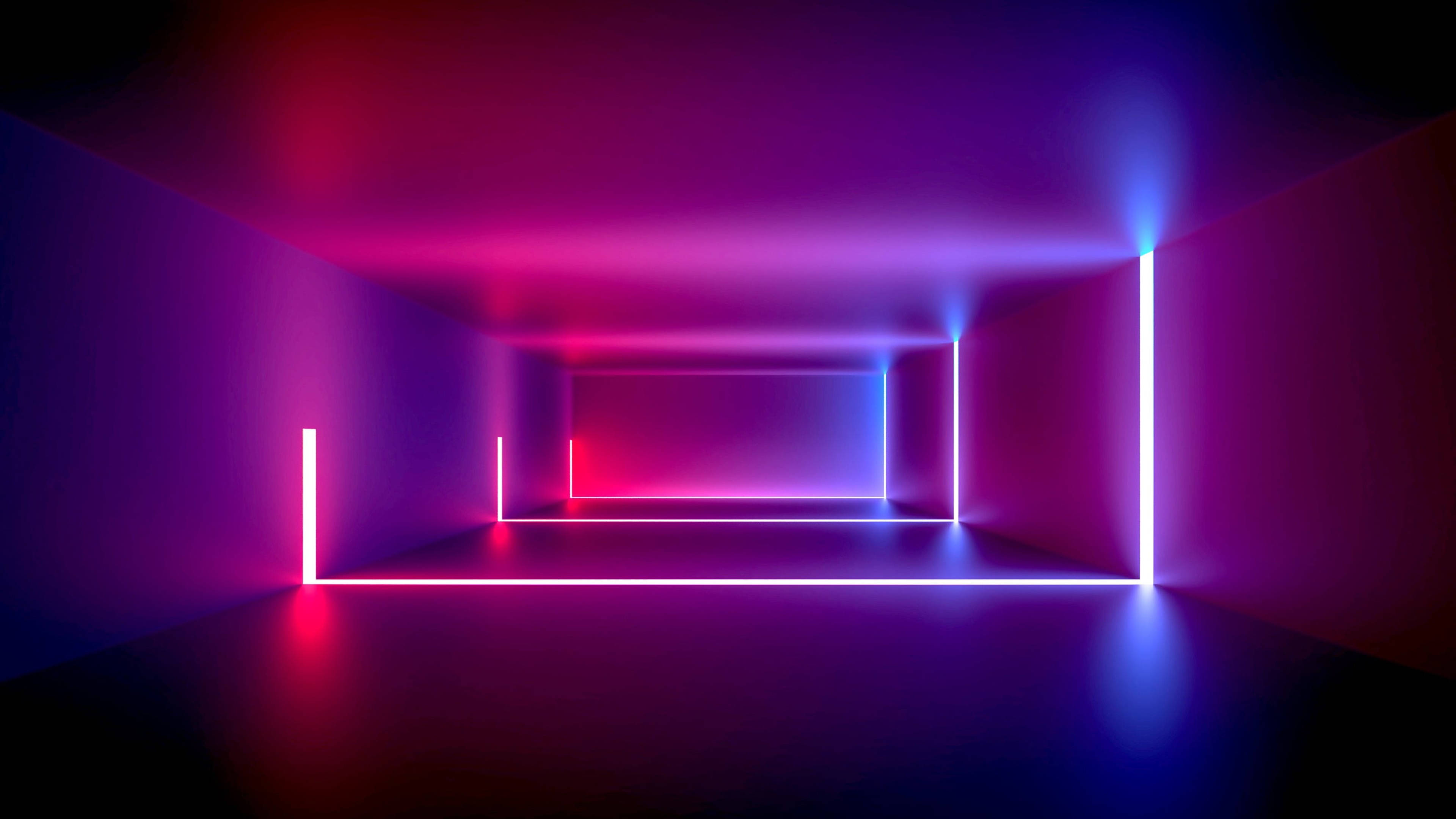 Lilla rum med LED 4K Wallpapers