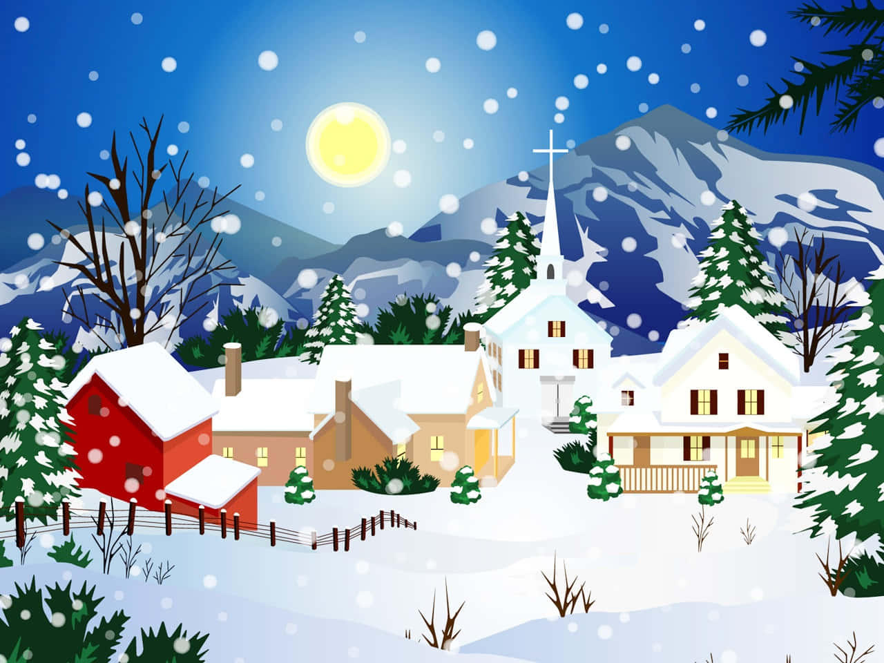 Lille by sne jul baggrund Wallpapers