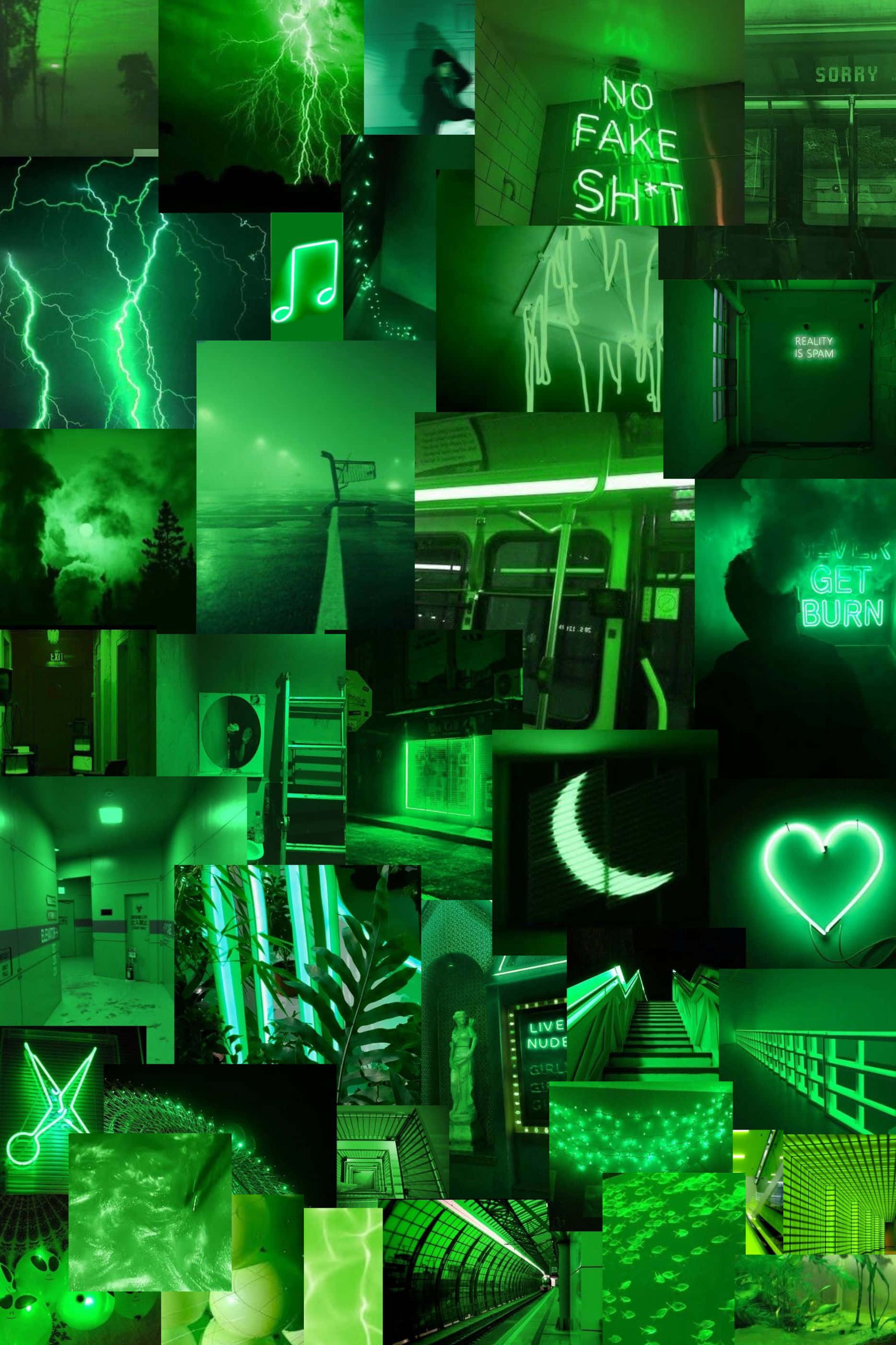 Limegrøn æstetisk collage Tumblr Wallpapers