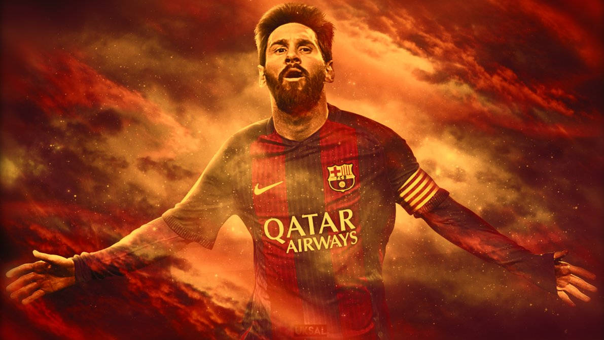 Lionel Messi bringer varmen, da han udløser en brændende orange flamme! Wallpapers