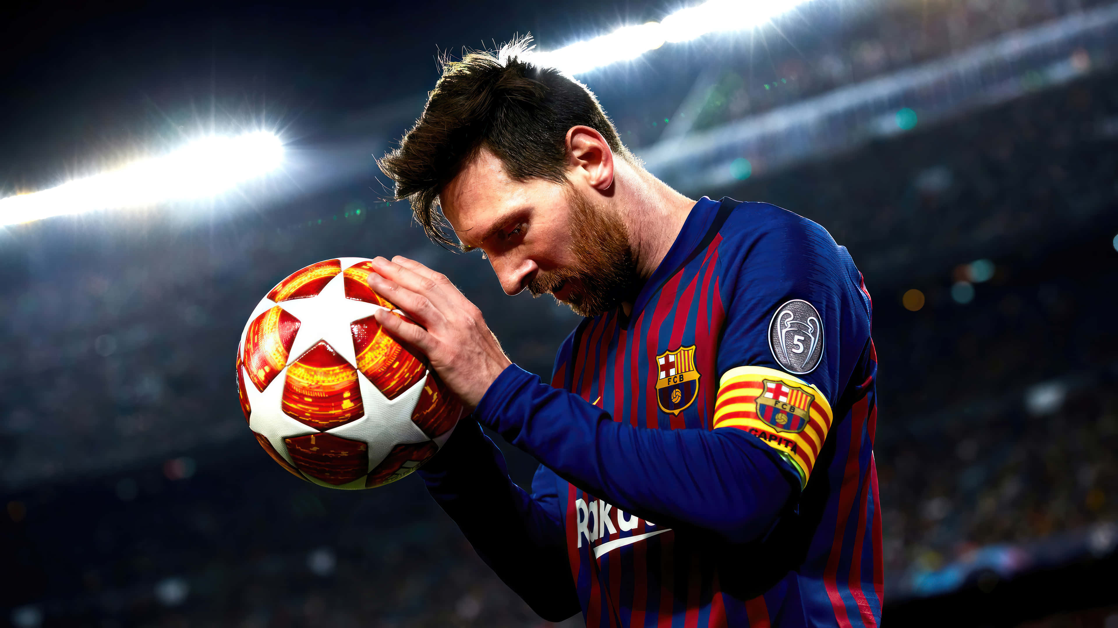 Lionel Messi kontrollerer bolden med lethed. Wallpapers