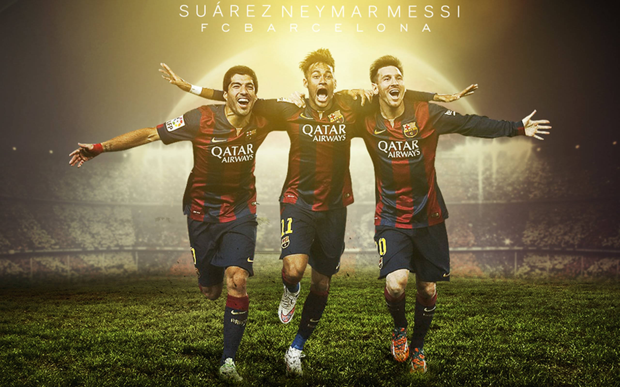 Lionel Messi, Luis Suarez og Neymar Jr. fra FC Barcelona i en kamp. Wallpapers