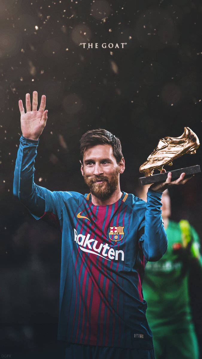 "Lionel Messi poserer med Gylden Støvle" Wallpapers