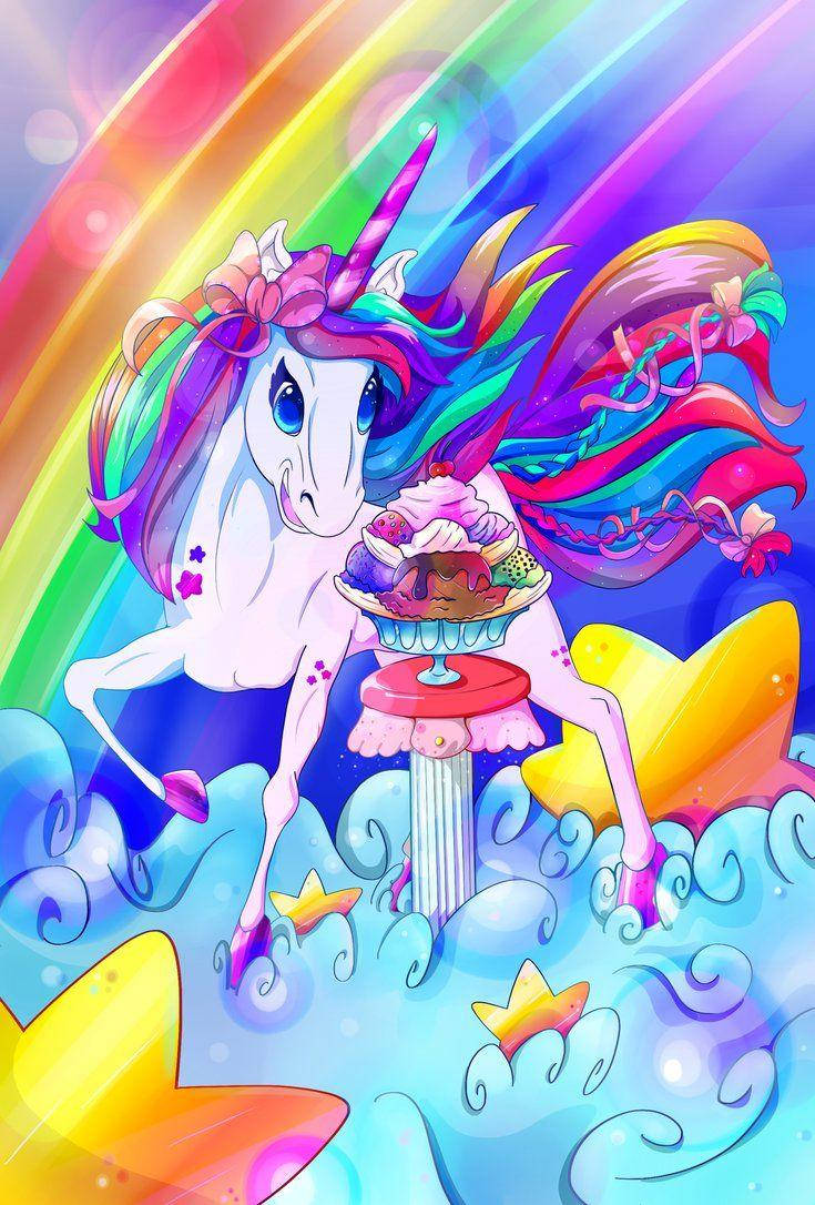 Lisa Frank Enhjørning med Is Wallpapers