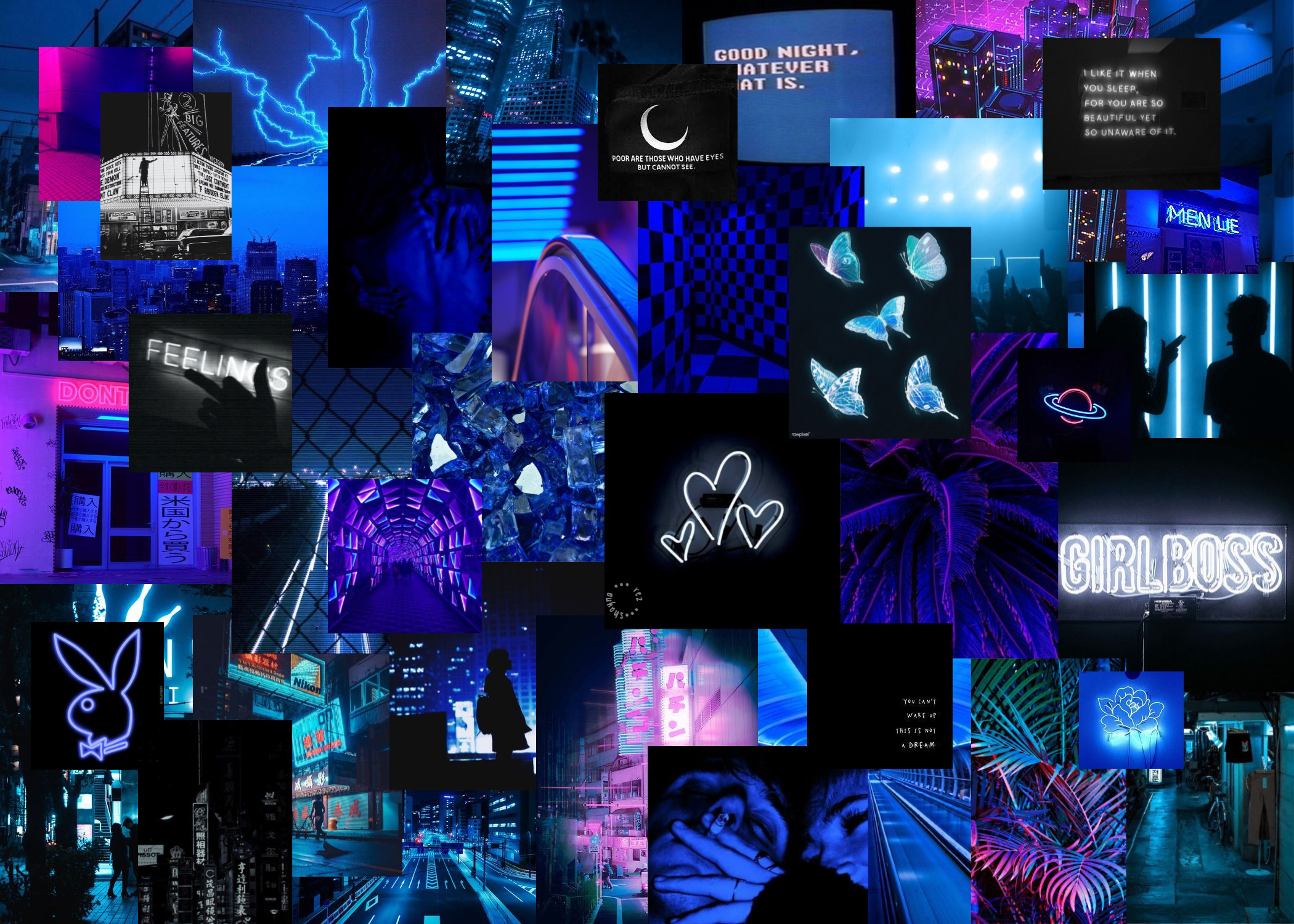 Liv i levende neonlys blå Wallpapers