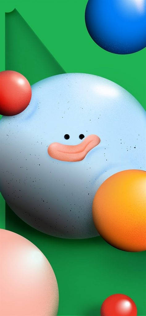 Livlig 3D-smileykugle-design til Google Pixel 4a Wallpapers