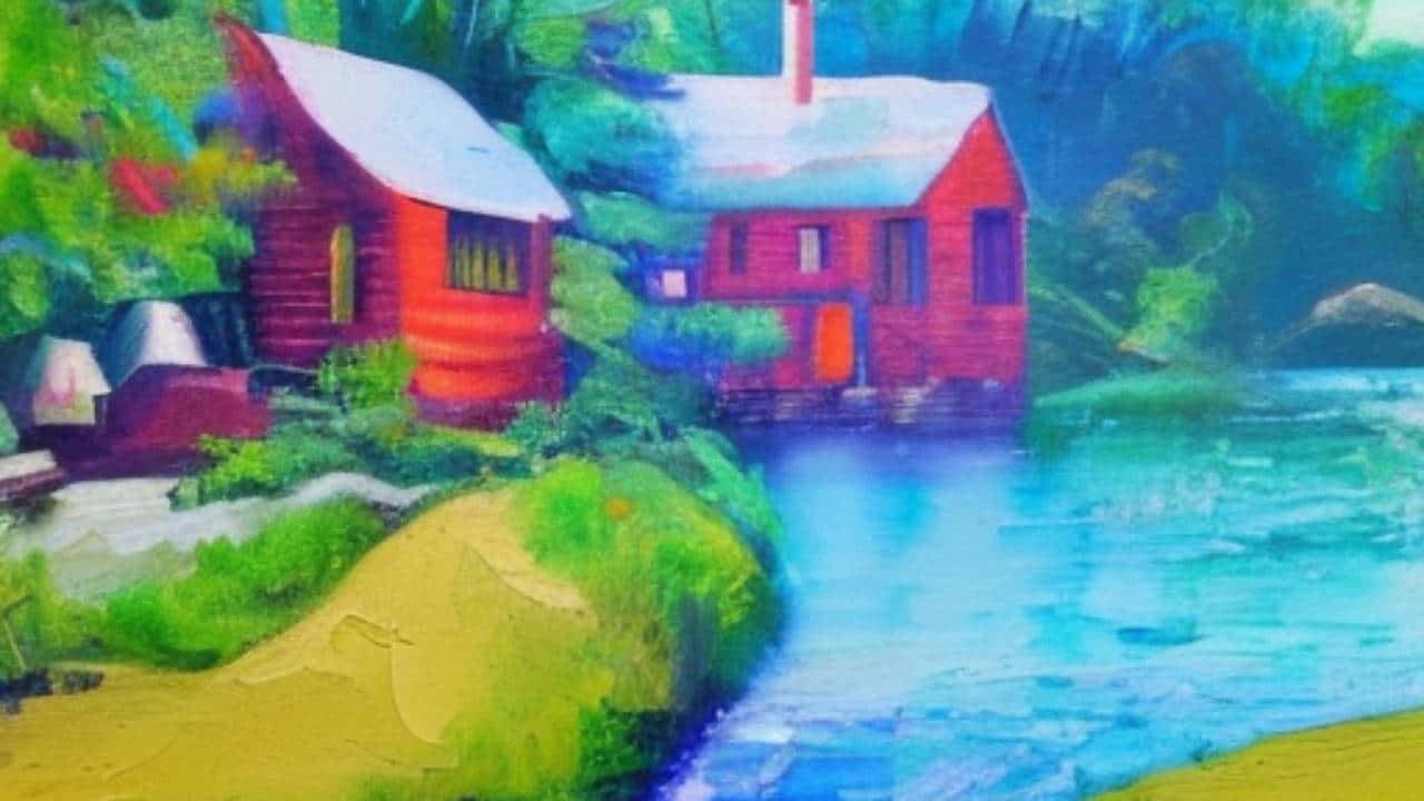 Livligt efterårsskov spejlet i rolig sø Wallpapers
