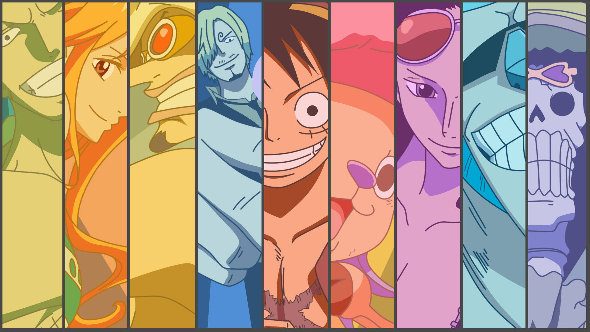 Lodret Collage One Piece Skrivebord Wallpapers
