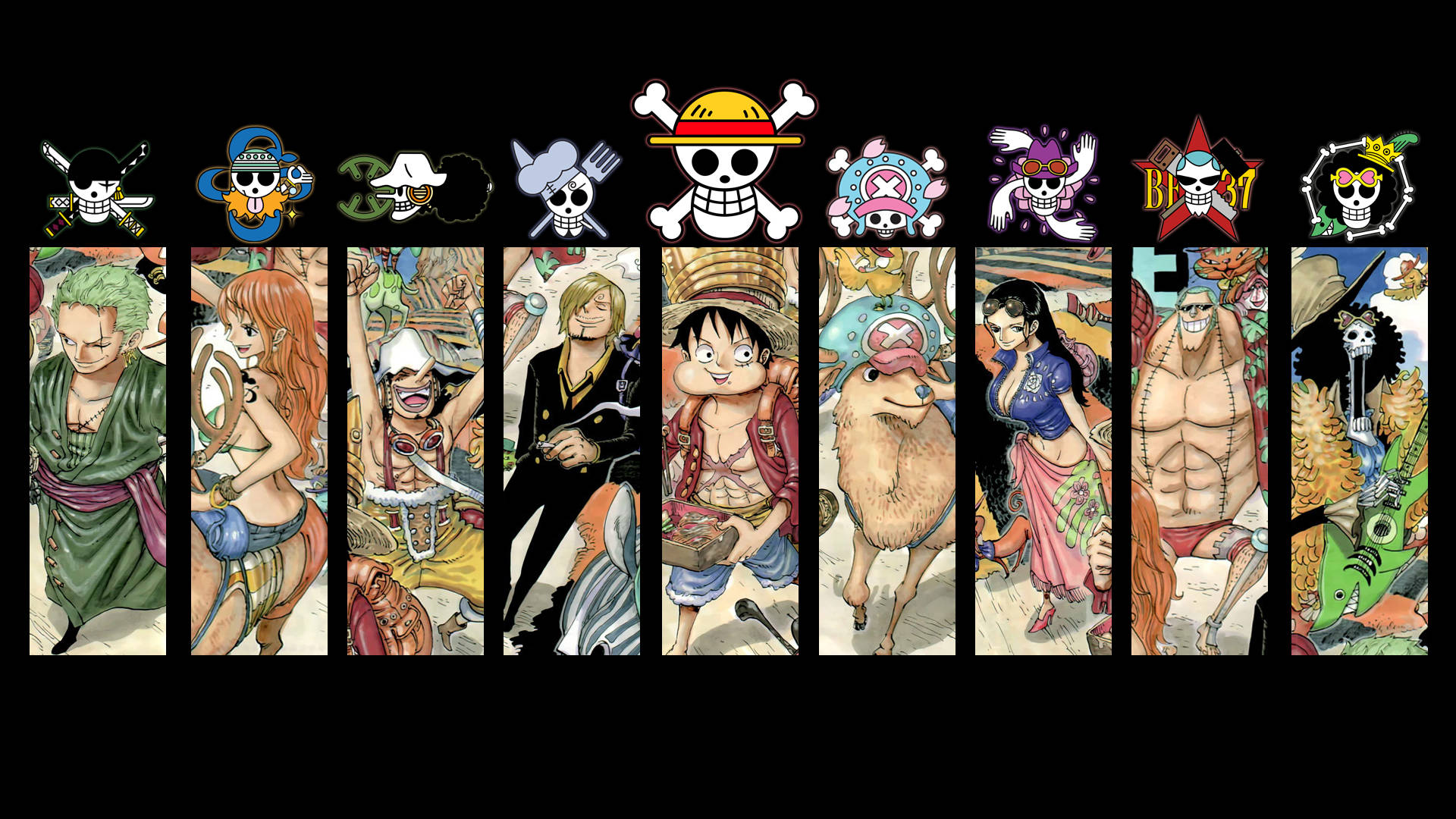 Logo og karakter One Piece skrivebord Wallpapers