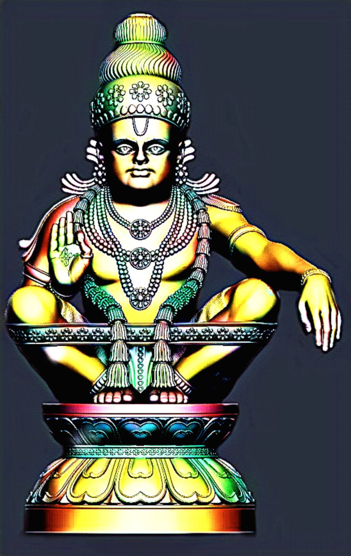 Lord Ayyappa på grå baggrund Wallpapers