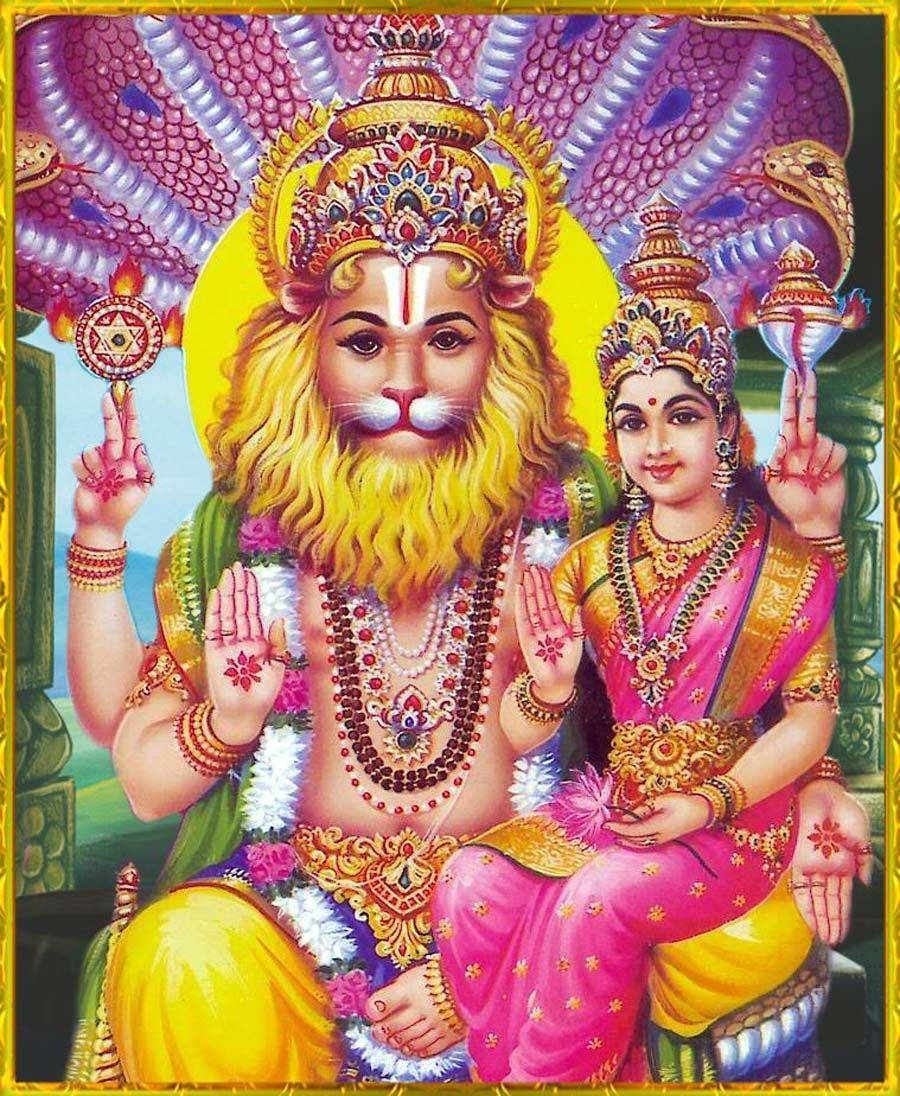 Lord Narasimha og Lakshmi Wallpapers